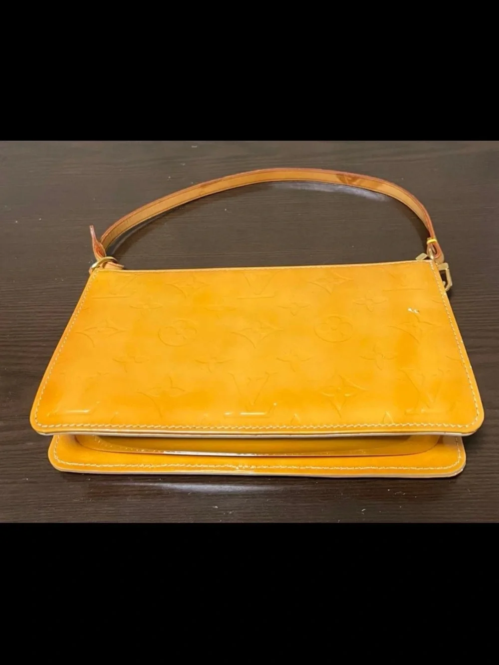 Louis Vuitton Patent Monogram Shoulder Bag in Golden Yellow